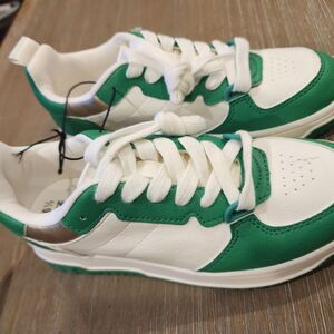Stylish Green and White Sneakers
